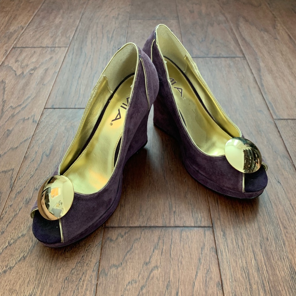 MIA purple faux suede platform wedges